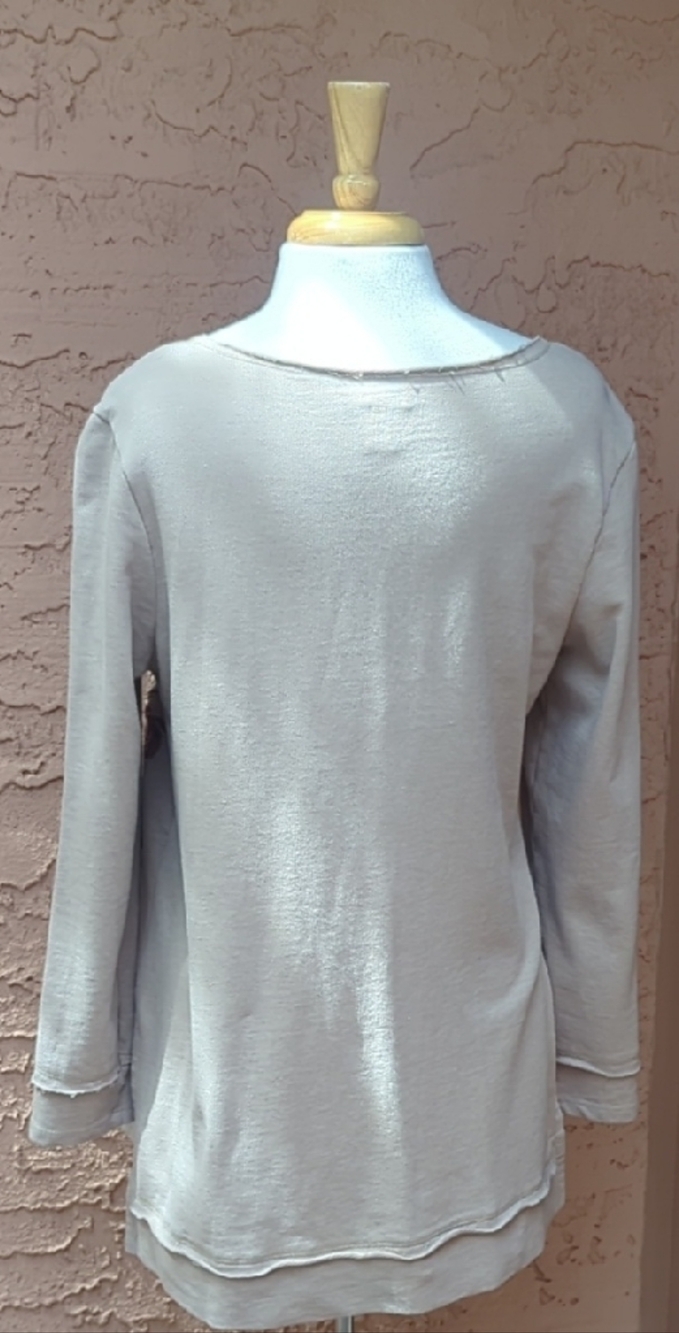 Chico's Beige Sweatshirt with Pink Embroidered Front - Picture 4 of 4